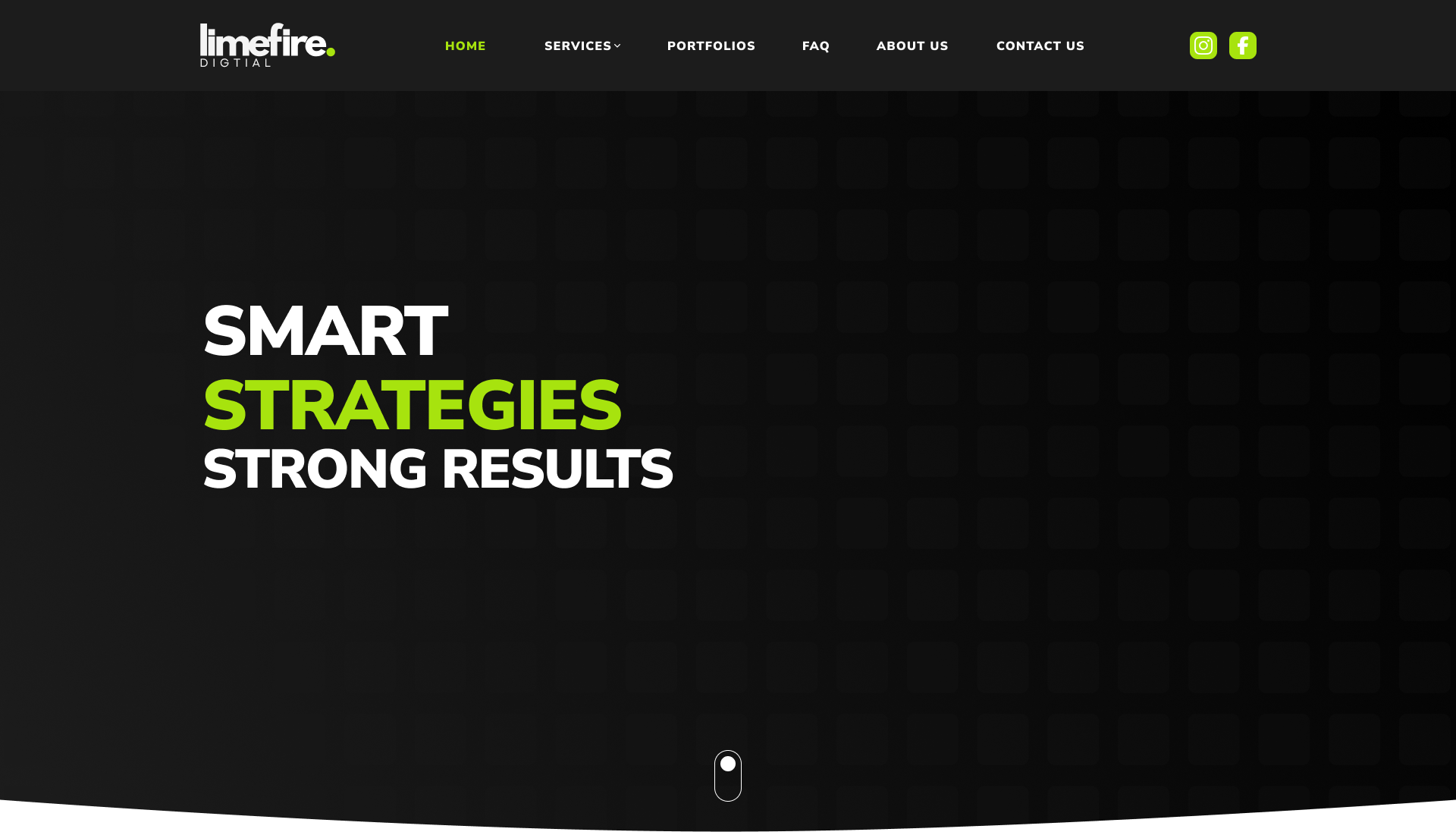 Dark-themed agency website design with modern typography and high-conversion homepage layout for digital marketing services.